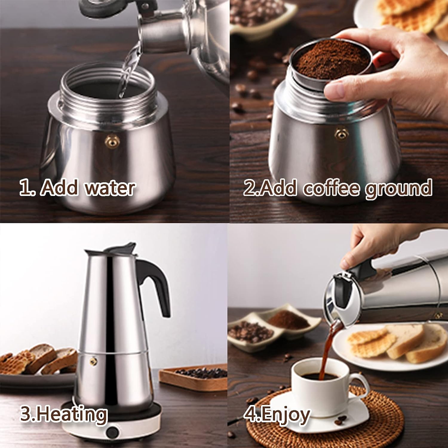 4/6/9 чашек Moka Pot Caffe Mac – обзор и цена Coffee Equipment For Home